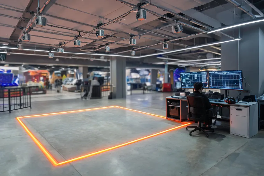 VR tracking zone for an indoor attraction